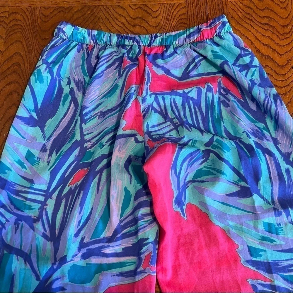 Lilly Pulitzer Graphic Colorful Palazzo Pull-on Pants Sz XS Flowy Lightweight